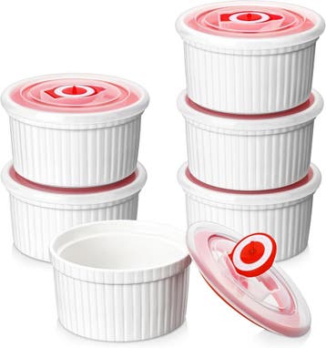 Creme Brulee Schaaltjes met deksel | Tweedekansje | OP=OP, Huis en Inrichting, Ophalen of Verzenden, Zo goed als nieuw, Porselein