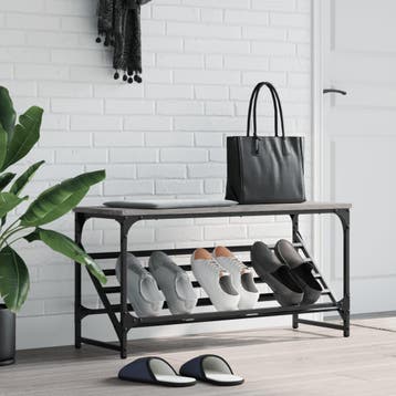 vidaXL Schoenenrek 90x30x45 cm bewerkt hout grijs sonoma, Verzenden, Nieuw