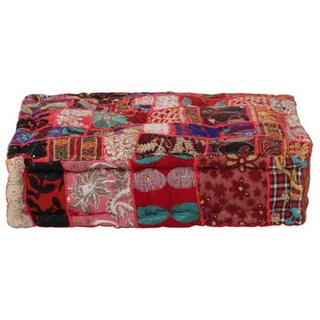 Voetenbank 50x50cm Rood | Tweedekansje | OP=OP, Ophalen of Verzenden, Zo goed als nieuw, Stof, 50 tot 75 cm
