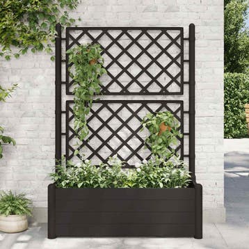 vidaXL Plantenbak met latwerk 100x43x142 cm PP antraciet, Kunststof, 100 cm of meer, Verzenden, Nieuw