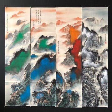 Four landscape painting works - zhangdaqian, replica - China