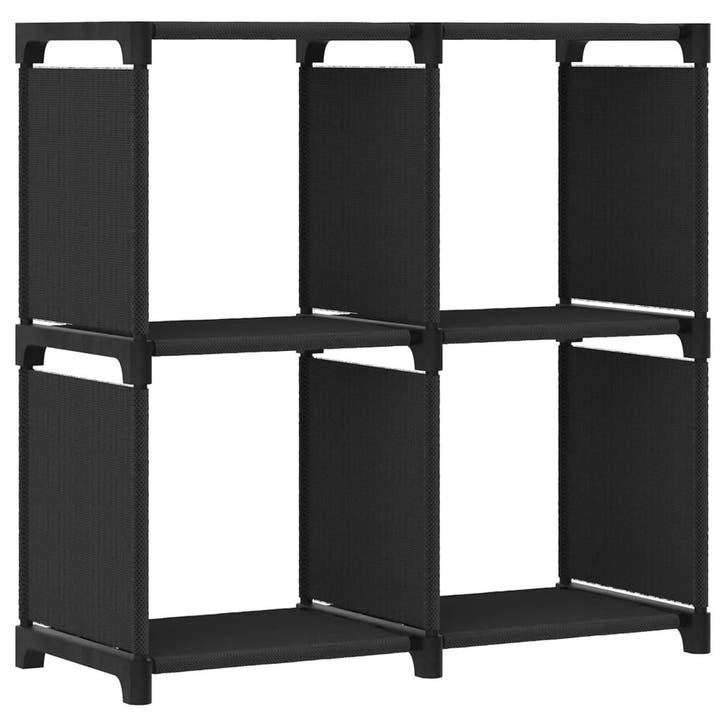 vidaXL Kast met 4 vakken 69x30x72,5 cm stof zwart, Huis en Inrichting, Kasten | Boekenkasten, 25 tot 50 cm, Nieuw, Overige materialen
