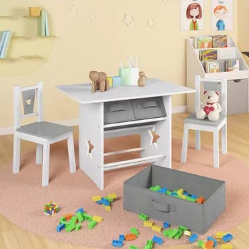Kindertafel met 2 Stoelen en Opbergruimte – Leren en Spelen, Verzenden, Nieuw