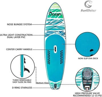 Sup Board - Opblaasbaar Paddle Board - 100 kg - Blauw - FEAT, Verzenden, Zo goed als nieuw