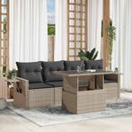 vidaXL 5-delige Loungeset met kussens poly rattan lichtgrijs, Verzenden, Nieuw, Rotan, Loungeset