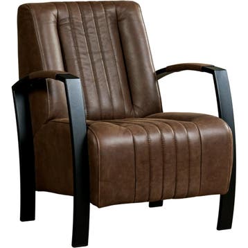Leren fauteuil Glamour - Vintage Brown (bruin), Huis en Inrichting, Nieuw, Ophalen of Verzenden, 50 tot 75 cm, Industrieel, Modern, Retro