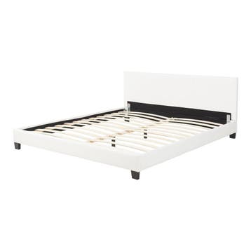 Houten bed Aron kunstleer 180x200 cm wit, Verzenden, Nieuw