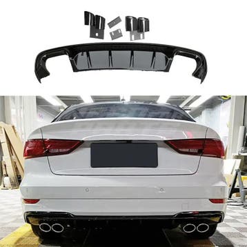 Diffuser With Black Exhaust Tips Voor Audi A3 S Line/S3 8V, Auto-onderdelen, Ophalen of Verzenden, Nieuw
