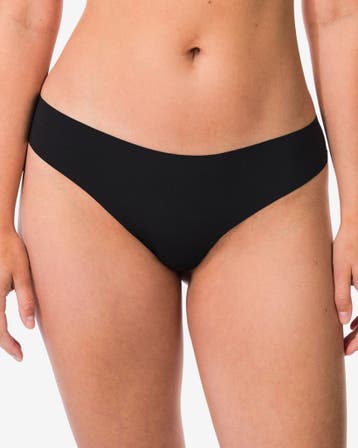 HEMA Damesstring micro lasercut met kant zwart 3+1 gratis, Verzenden