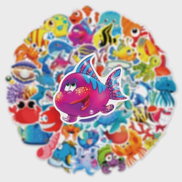 50x Schattige Zeedieren Cartoon Stickers - Oceaan Wereld, Ko