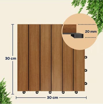 Houten tegel 30x30cm eucalyptus set van 33 (Tuin Tegels), Verzenden, Nieuw