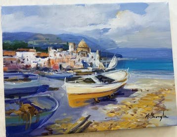 Mario Smeraglia (1950) - Piccolo borgo, Antiek en Kunst