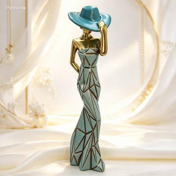 Beeldje - Scultura di Dama con Cappello in Resina e Dettagli, Antiek en Kunst