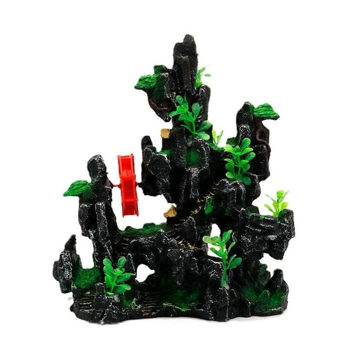 Rotsformatie met huisjes en waterrad met luchtaansluiting OS, Dieren en Toebehoren, Vissen | Aquaria en Toebehoren, Nieuw, Ophalen of Verzenden