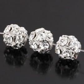 1 x Metalen filigraan kralen met kristal strass 6mm zilve..., Ophalen of Verzenden, Nieuw, Kraal
