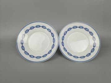 Hermès - Schotel (2) - Chain DAncre Bleu - Porselein -, Antiek en Kunst