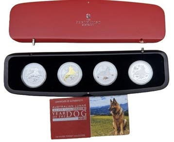Set - Lunar II - 4 x 1 Oz - 2018 - Year of the Dog, Verzenden, Losse munt, Zilver