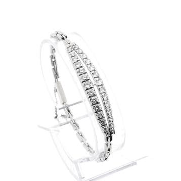 Witgouden schakelarmband met diamant; ca. 1,75 ct., Gebruikt, Ophalen of Verzenden, Met edelsteen, Goud
