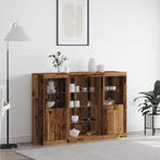 vidaXL LED Sideboard Oudhout 142,5 x 37 x 100 cm Bewerkt, Huis en Inrichting, Kasten | Buffetkasten, Minder dan 50 cm, Verzenden