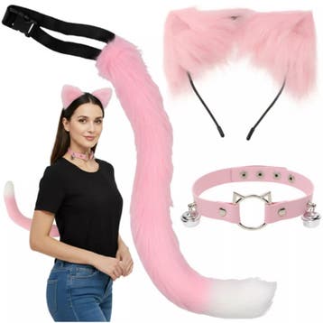 Ruhhy Roze kattenaccessoireset met oortjes, staart en hal..., Ophalen of Verzenden, Nieuw