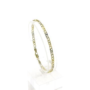 Bicolor gouden Figaro schakelarmband, Ophalen of Verzenden, Gebruikt, Overige kleuren, Goud