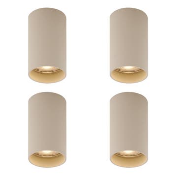 Set van 4 moderne opbouwspots beige GU10 50mm rond - Tuba, Verzenden, Nieuw