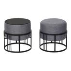 Krukje en bijzettafel Tas rond 2-in-1 set stapelbaar donkerg, Verzenden, Nieuw