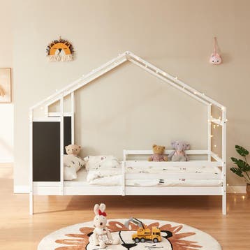 Kinderbed Lorenskog houten huisbed met valbescherming 200x90, Kinderen en Baby's, Kinderkamer | Bedden, Verzenden, Nieuw