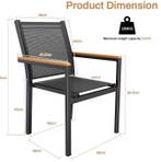 4 Stapelbare Tuinstoelen Aluminium Textileen met WPC, Verzenden, Nieuw, Aluminium, Stapelbaar