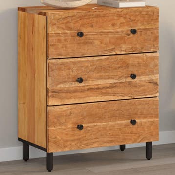vidaXL Bijzetkast 60x33x75 cm massief acaciahout, Verzenden, Nieuw, 50 tot 100 cm, Minder dan 100 cm