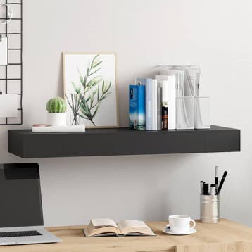 vidaXL Wandschap met lade zwevend 80x25x8 cm zwart, Verzenden, Nieuw
