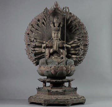 Sculpture of Thousand-Armed Kwan Yin () - Beeld Hout, Antiek en Kunst