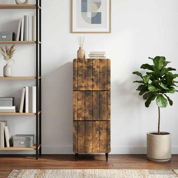 vidaXL Ladenkast 33 x 34,5 x 92 cm Bewerkt hout Gerookt, Verzenden, Nieuw