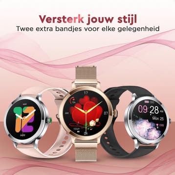 Golden Sound AMOLED Smartwatch Dames - 3 bandjes - Horloge, Ophalen of Verzenden, Zo goed als nieuw, Golden Sound