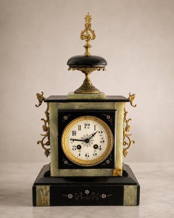 Klok Napoleon III Marmer, Brons - 1850-1900, Antiek en Kunst, Antiek | Klokken