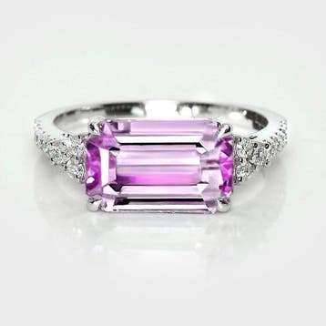 Zonder minimumprijs - Ring - 14 karaat Witgoud, HRD 4,70 ct, Nieuw