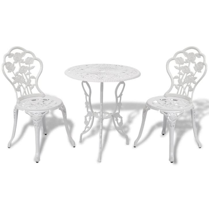vidaXL 3-delige Bistroset gietaluminium wit, Tuin en Terras, Tuinsets en Loungesets, Nieuw, 3 zitplaatsen, Aluminium, Verzenden