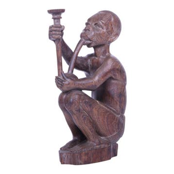 Handgesneden Makonde Beeld - Pijprokende Man (Tanzania), Verzenden