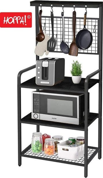Hoppa! BR01007BKC1 Bakkersrek rustiek zwart van 59 voor 23, Overige materialen, Nieuw, 60 cm of meer, Rechthoekig