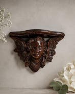 Wandrek - gepatineerd stucwerk - Putto met vleugels - 24 cm, Antiek en Kunst, Antiek | Boeken en Bijbels