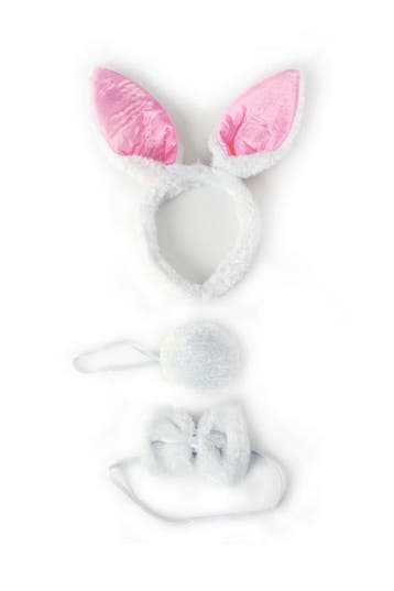KIMU® Haarband Set Konijn Oren Staart Diadeem Wit Oortjes Ha, Ophalen of Verzenden, Nieuw, Carnaval, Accessoires