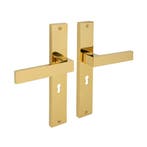 Lusso geveerd op schild sleutelgat 55mm messing PVD - deu..., Ophalen of Verzenden, Nieuw, IJzer, Klink of Kruk