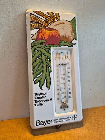 Bayer emaille thermometer - ca. Jaren 50 - Emaille bord -, Antiek en Kunst