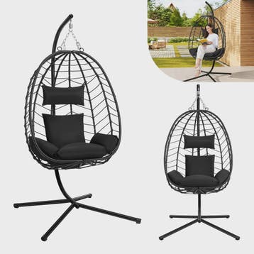EUGAD Hangende Ei Stoel met Metalen Standaard - Comfortabele, Verzenden, Nieuw