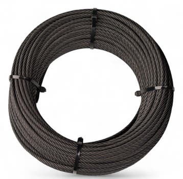 Staalkabel 6mm 10 meter op katrol Zwart, Verzenden, Nieuw