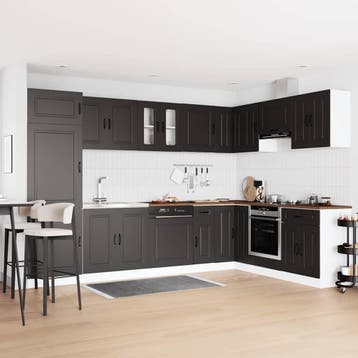 vidaXL Keukenkast Kalmar Zwart 80 x 46 x 81,5 cm Bewerkt, Huis en Inrichting, Keuken | Keukenelementen, Verzenden, Nieuw, Zwart