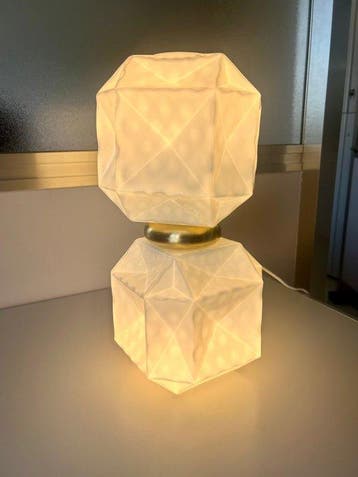Due p illuminazione - Tafellamp - geblazen glas - lamp met, Antiek en Kunst