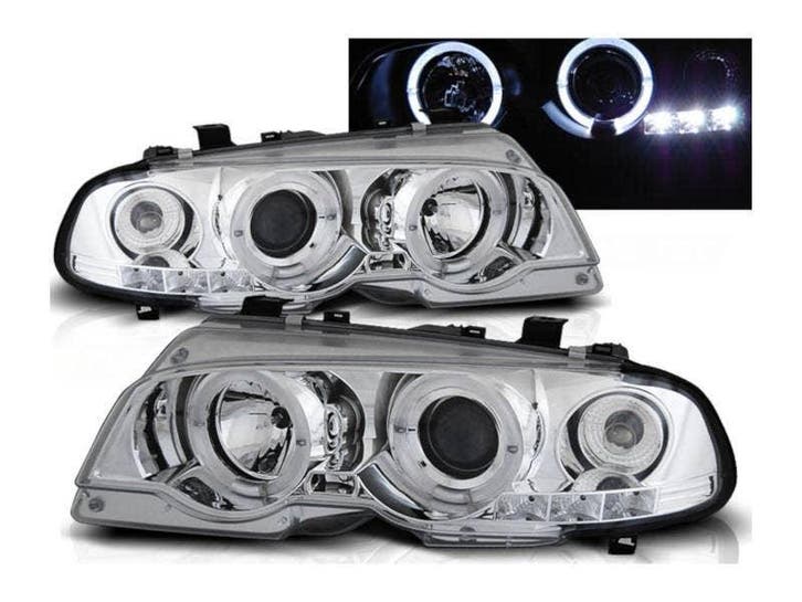 Angel Eyes koplampen Chrome geschikt voor BMW E46 Cabrio, Auto-onderdelen, Verlichting, Nieuw, BMW, Verzenden
