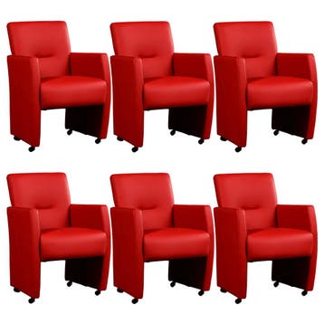 Set van 6 Leren eetkamerstoelen Pleasure - Toledo Ducati, Ophalen of Verzenden, Nieuw, Leer, Vijf, Zes of meer stoelen