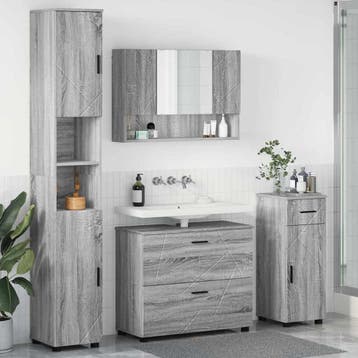 vidaXL Badkamermeubelset 4 st Grijs Sonoma Geperst Hout en, Verzenden, Nieuw, Overige typen